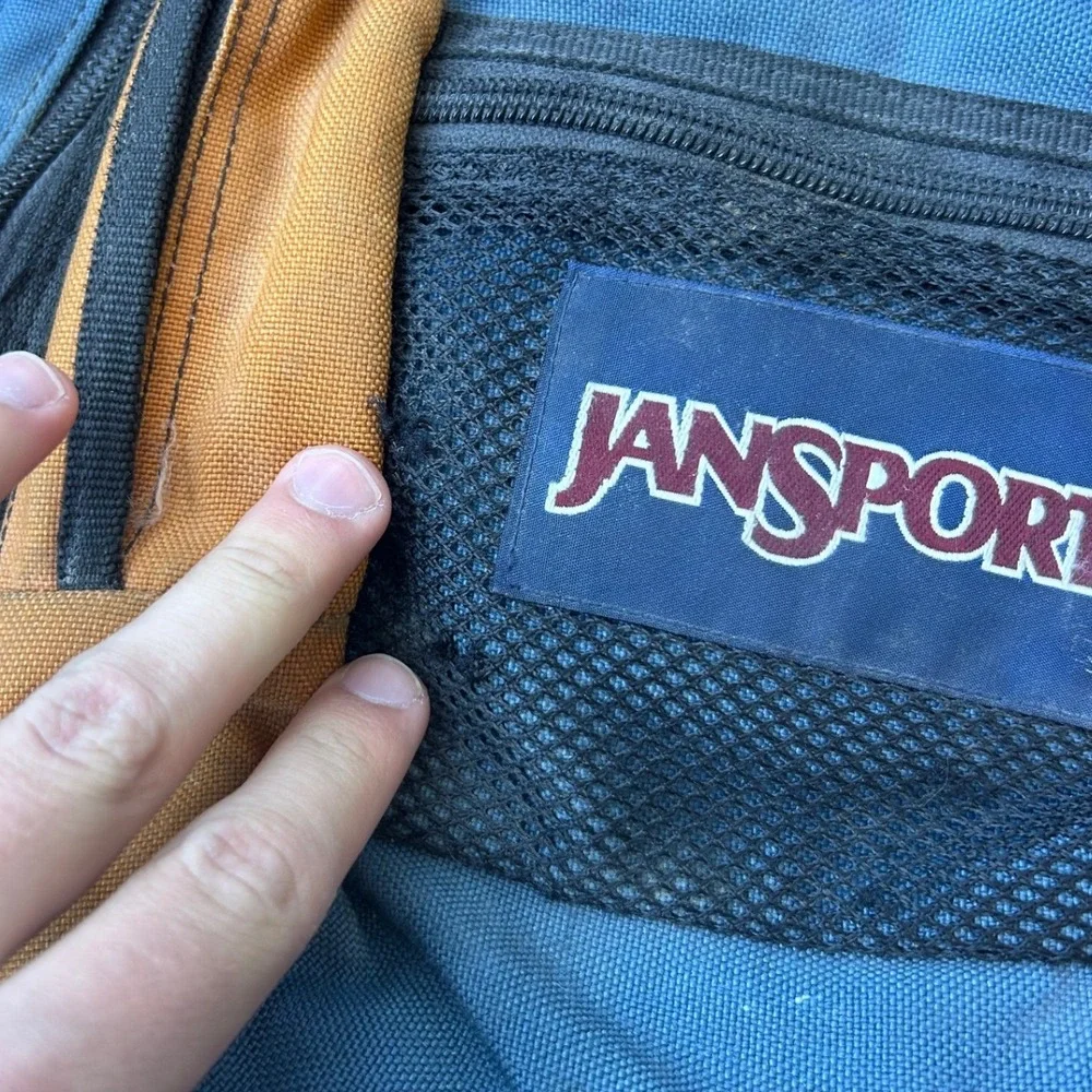 JanSport AirLift Backpack Blue Yellow Multi Pocket Gel Strap‎ Hiking School Bag